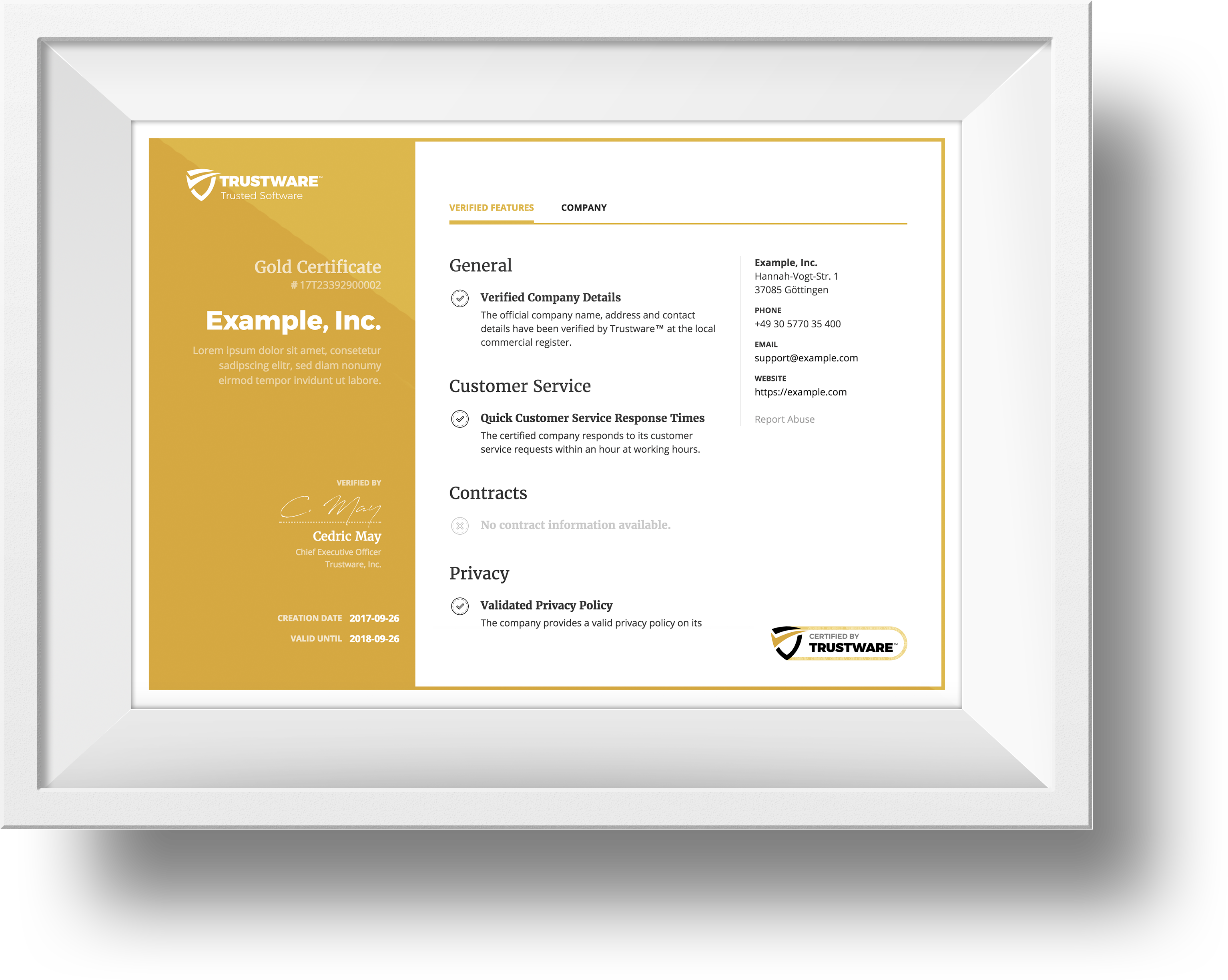 Trustware Software Certificate